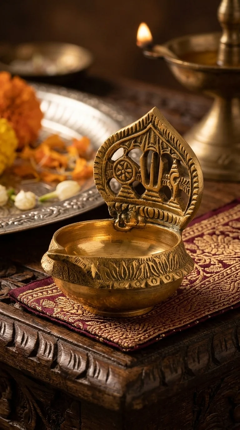 MH Decors Decorative Brass Thirunamam Deepam for Living Room and Pooja Room