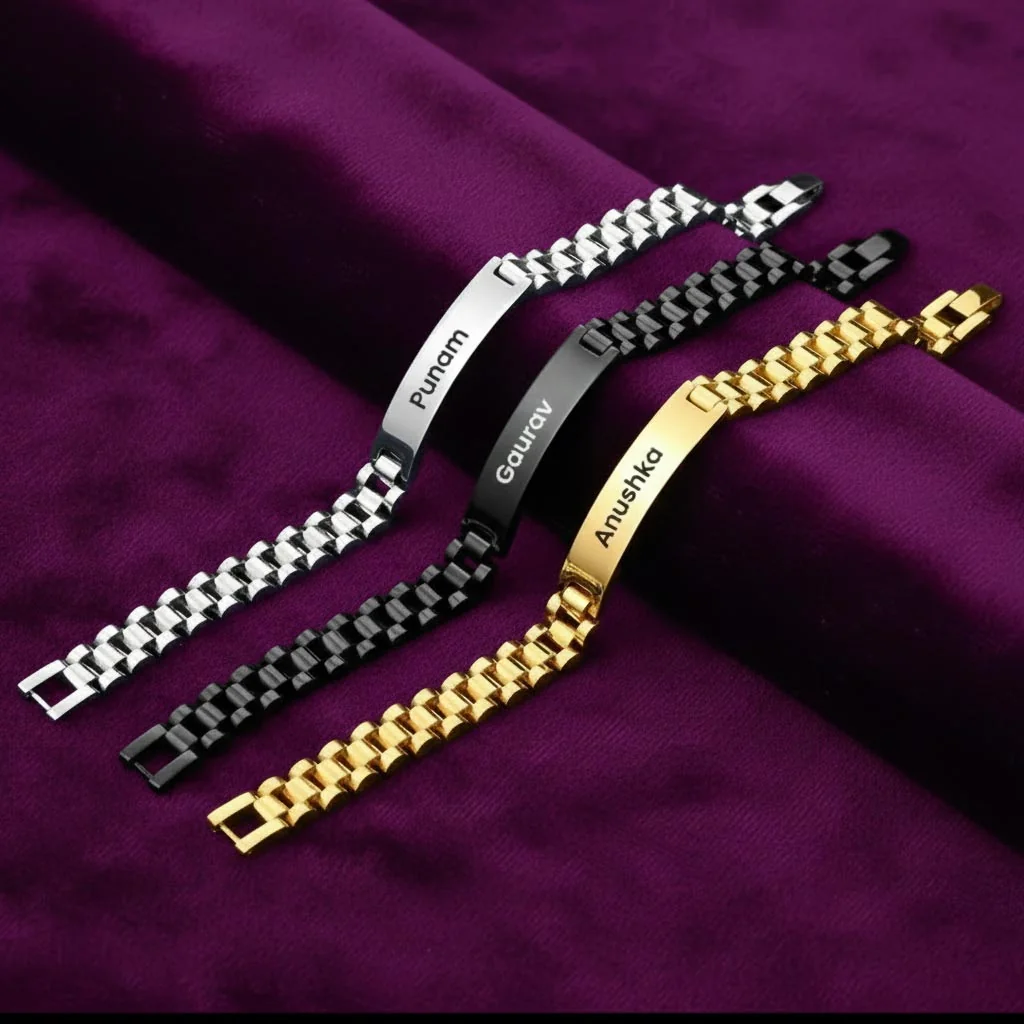 Zpics Stainless Steel Custom Engraved Bracelet for both Men & Women