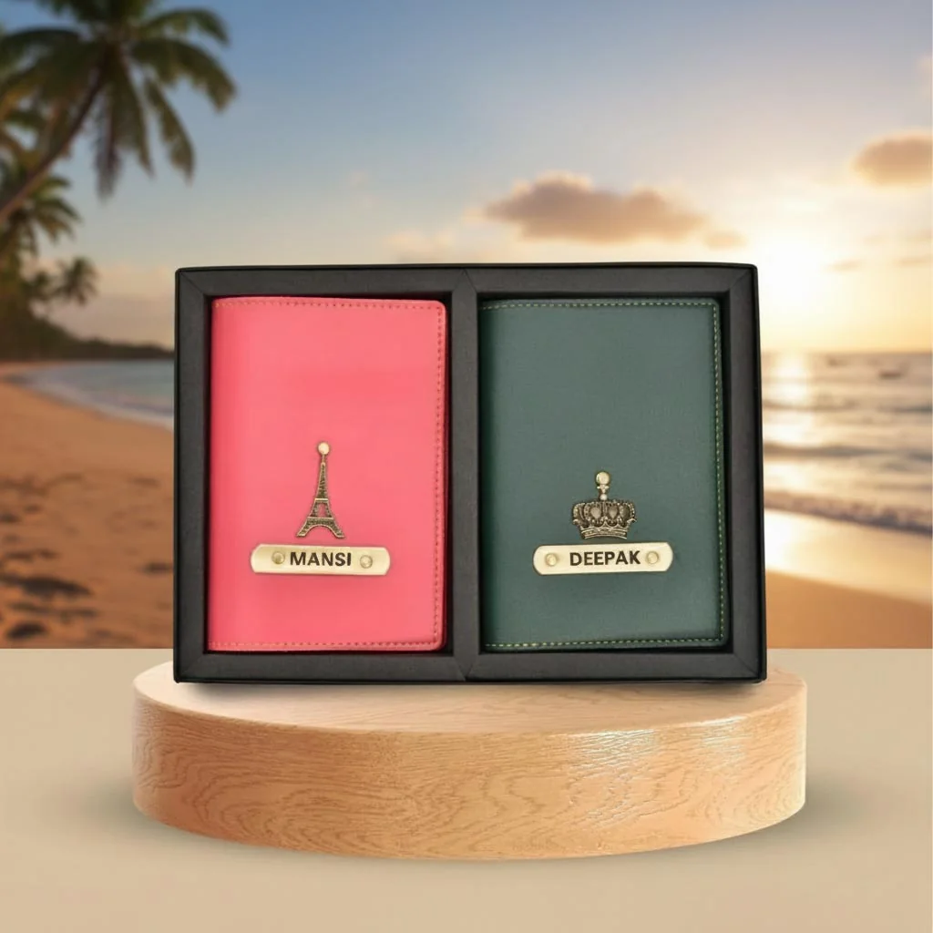 MH Decors Matching Couple Passport Covers – Custom Name & Charm