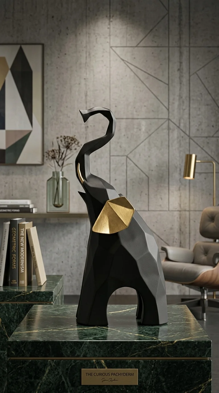 Value Gifts Black and Gold Elephant Baby Figurines Decorative Showpiece for Home
