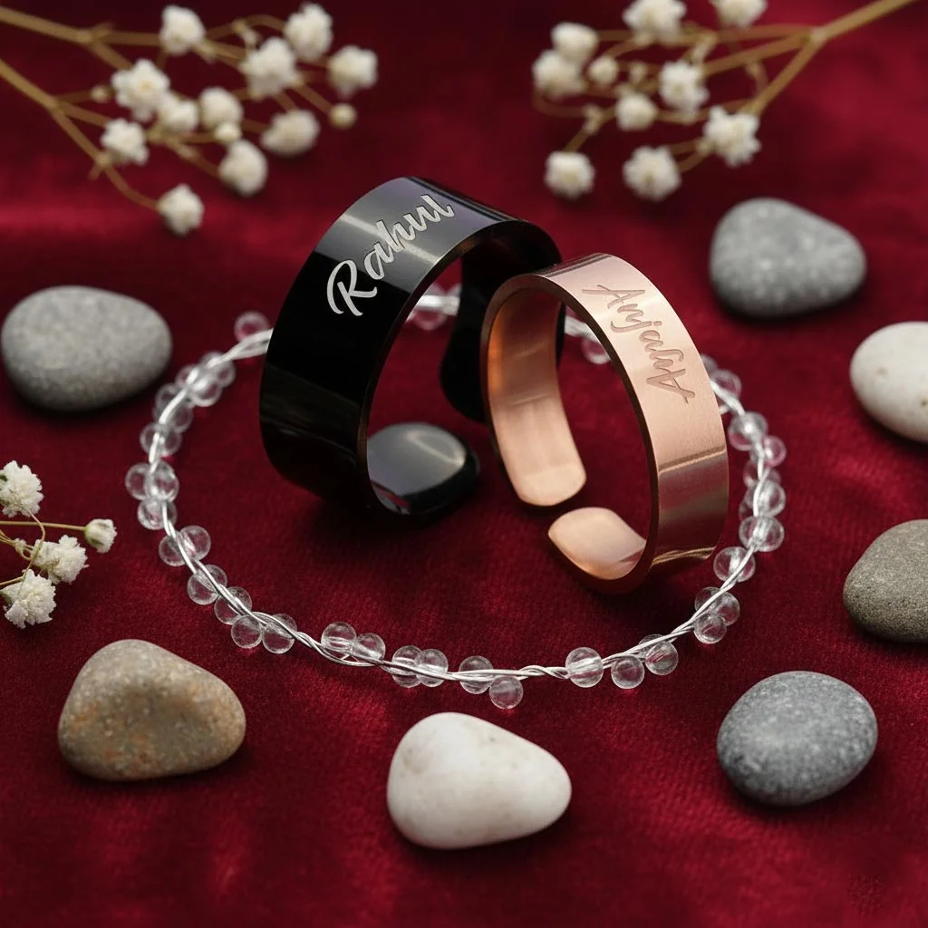 MH Decors Custom Engraved Name Rings – Available in 3 Elegant Finishes