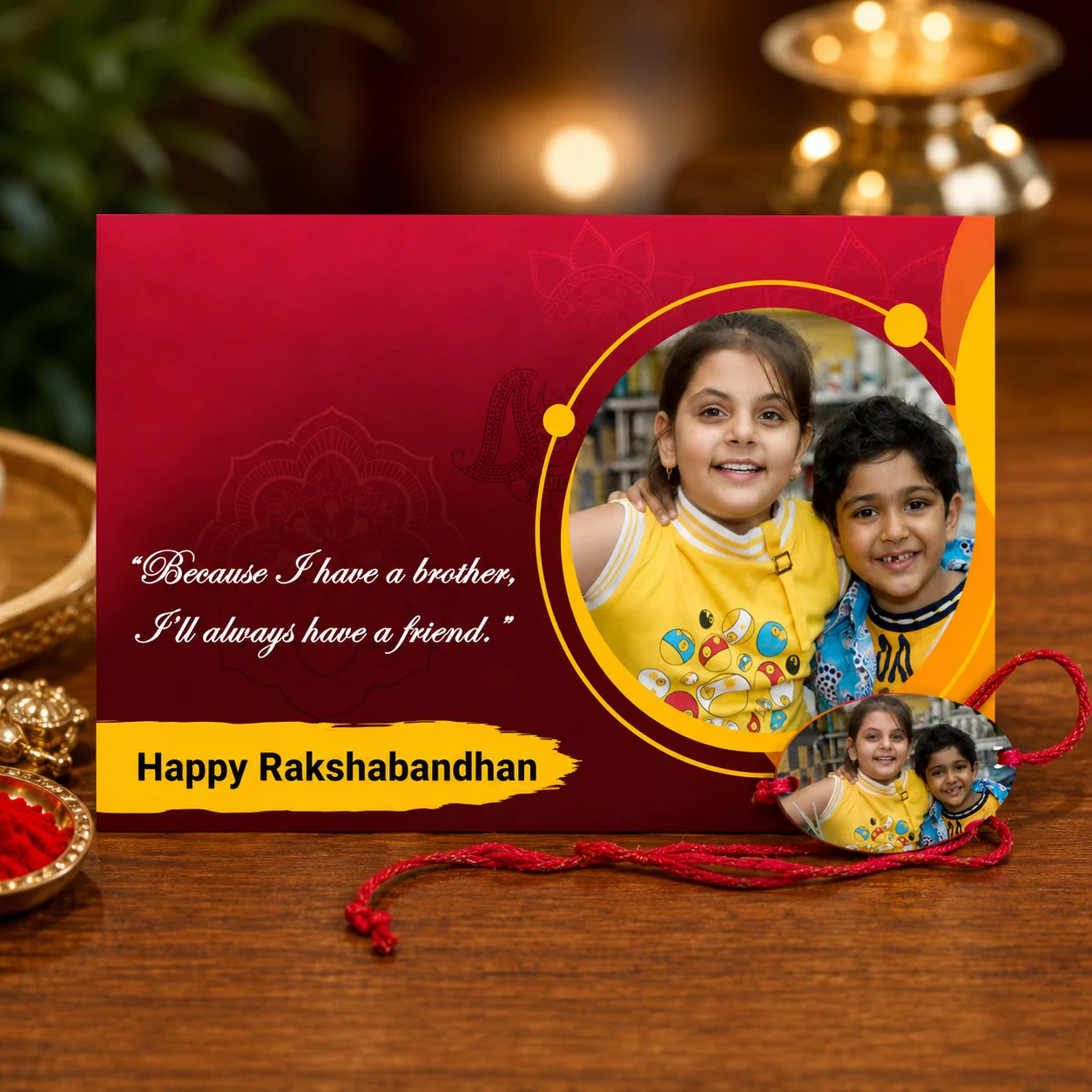 Personalized Rakhi with Greeting Card