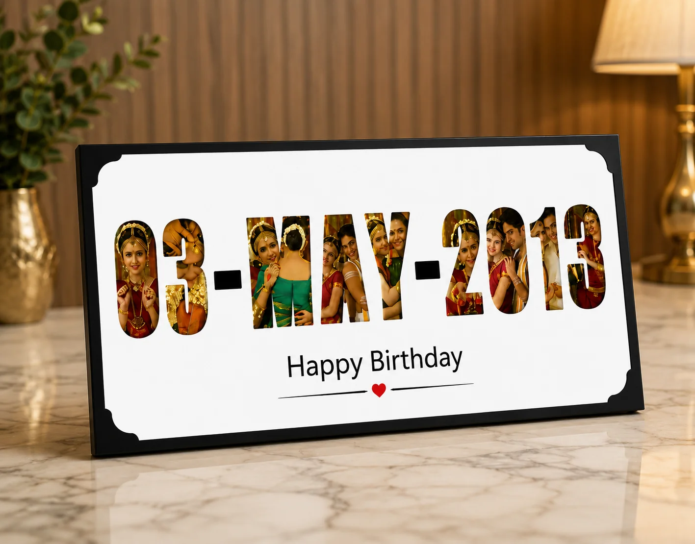 MH Decors Rectangle Wooden Date Photo Frame Custom Romantic Gift