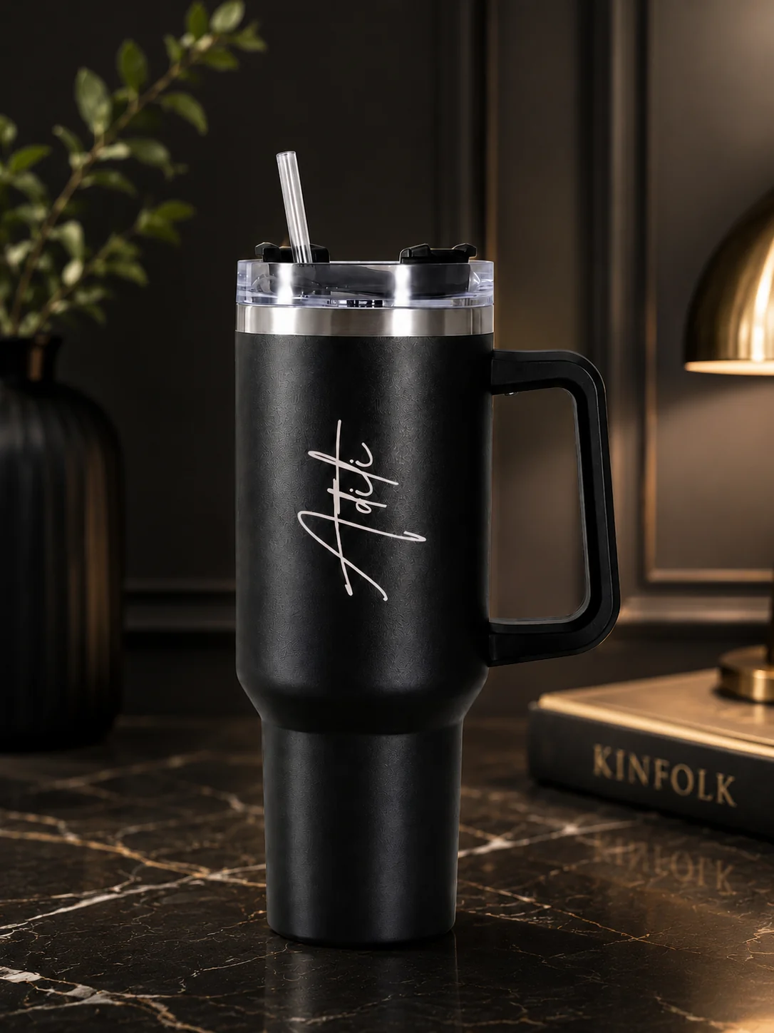 MH Decors Custom Insulated Travel Mug 1200ml with Steel Straw Gift Item