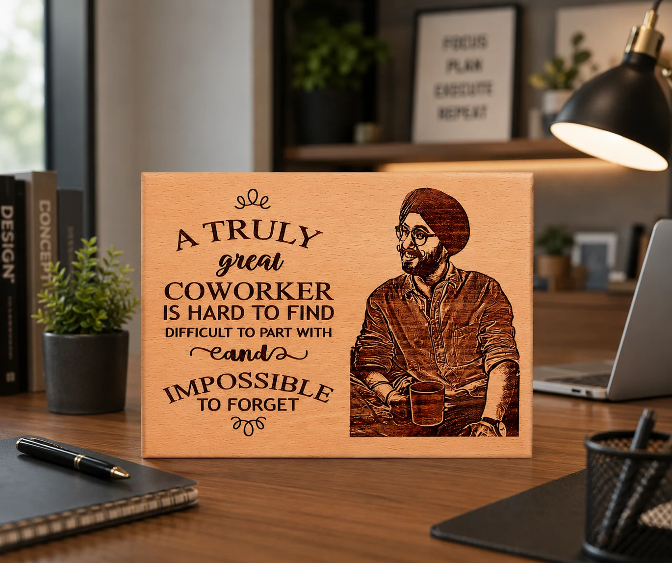 MH Decors Personalized 10x8 Wooden Plaque Farewell Gift Custom Photo Keepsake
