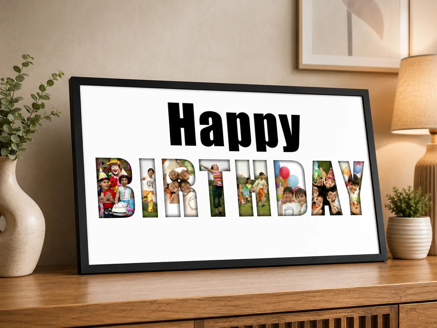 Zpics Happy Birthday Wooden Photo Frame Custom Name Gift 6x12 Inches
