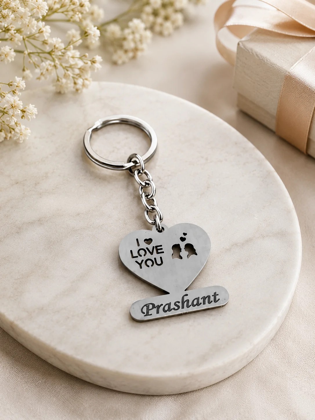 Zpics Romantic Heart Keychain Custom Name Gift for Boyfriend Girlfriend
